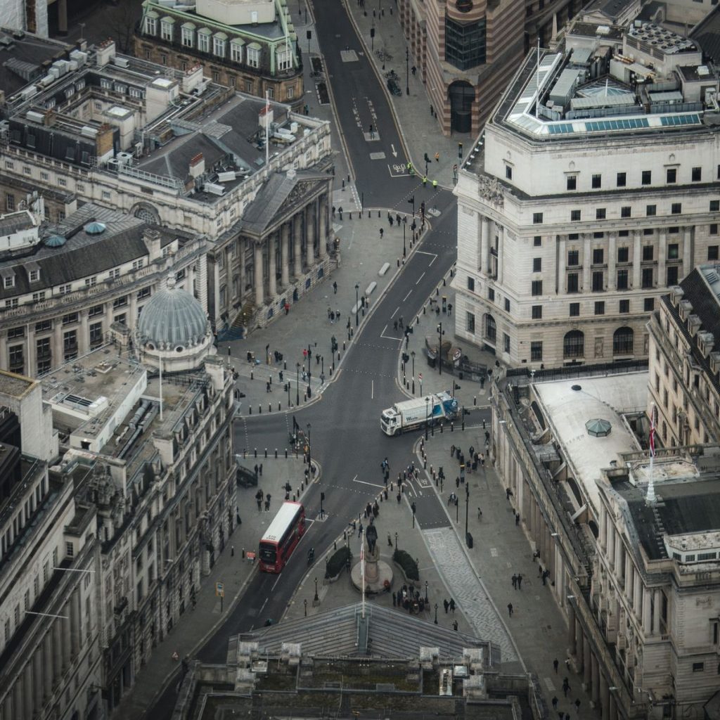 Aerial view of central London, once part of Middlesex