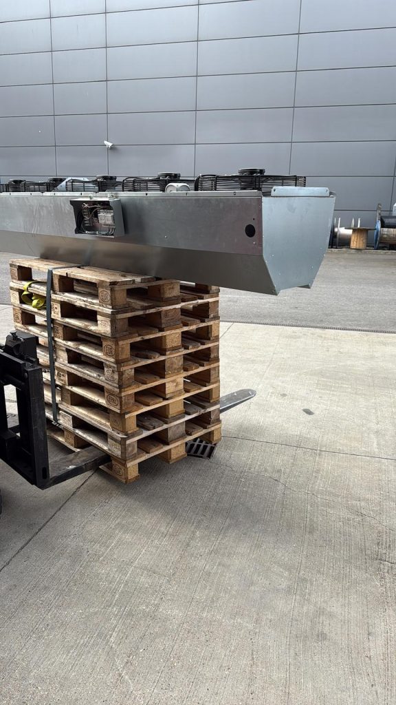 Commercial air conditioning unit on a set of pallets