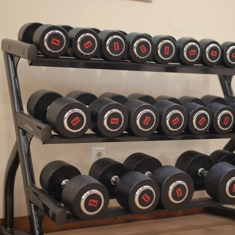A row of dumbells